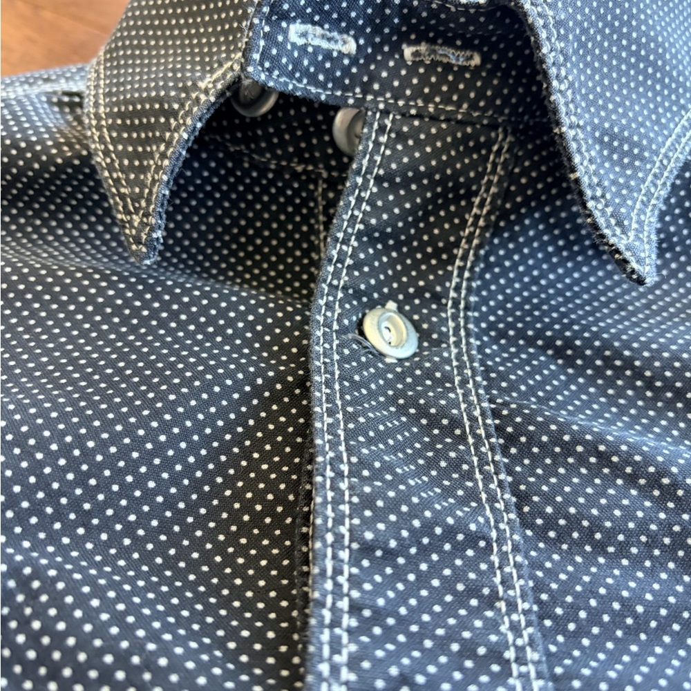 Freenote Cloth Men's Navy Polka Dot Shirt - Picture 4 of 6